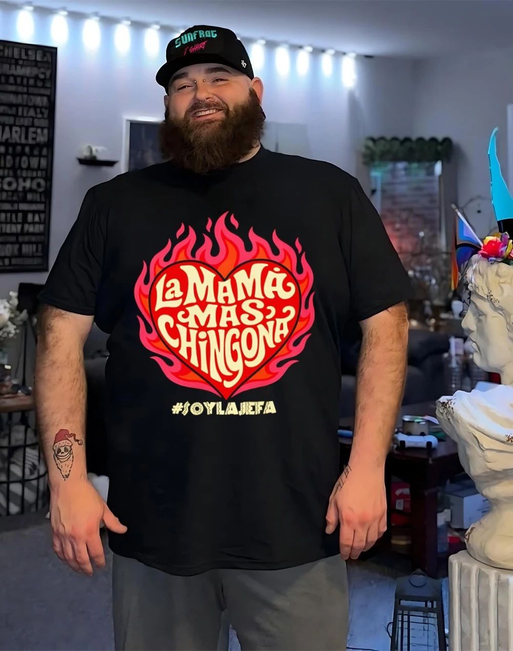 La Mamá Mas Chingona heart fire shirt