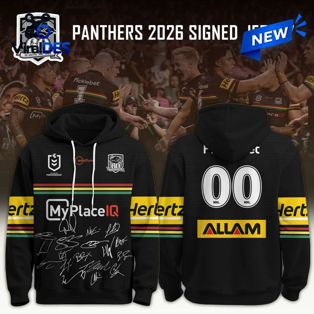 Penrith Panthers 2026 Black Signed Hoodie