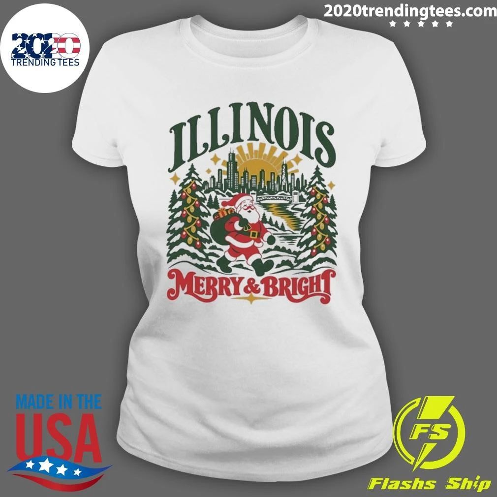 Illinois Merry And Bright Christmas Santa 2026 Shirt