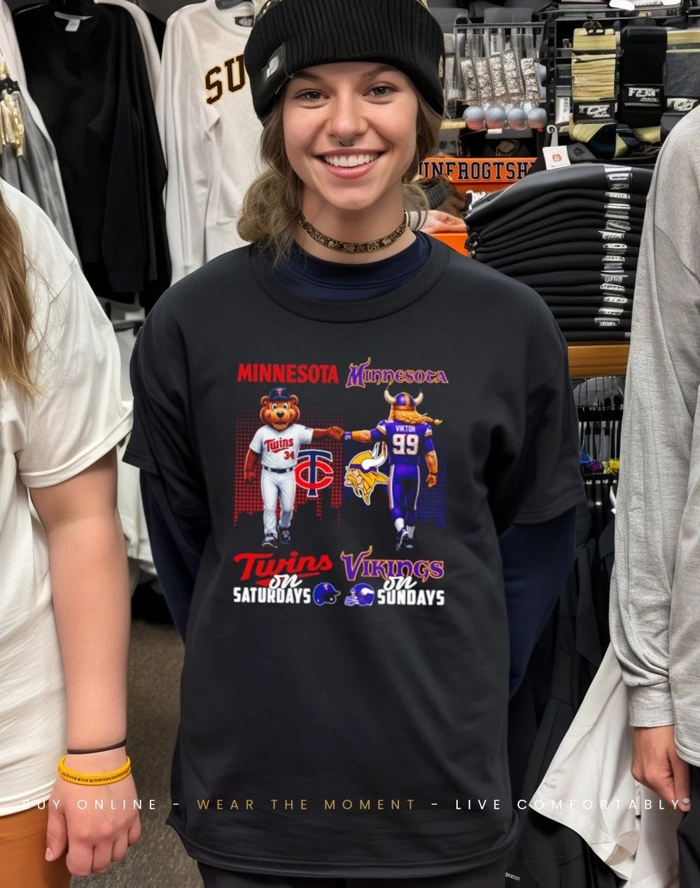 Minnesota Twins on saturdays vs Minnesota Vikings on sundays city skyline shirt