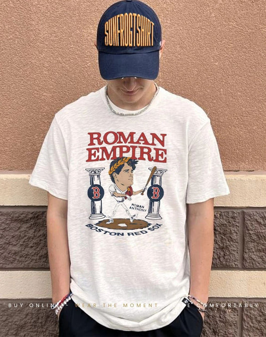 Boston Red Sox Roman Anthony Roman Empire signature caricature shirt