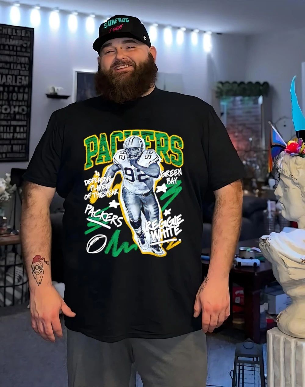 Reggie White Green Bay Packers Chalked Up Player paint shirt
