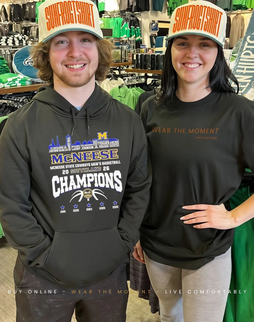 McNeese Cowboys Southland Champions 2026 pllayer name city skyline shirt