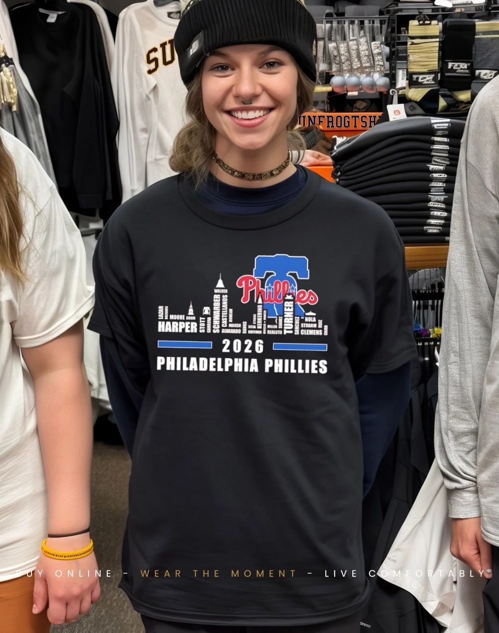 Philadelphia Phillies 2026 players names city skyline shirt