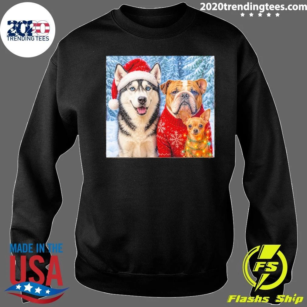 Husky, Bulldog and Chihuahua Dogs Christmas Sweater Shirt