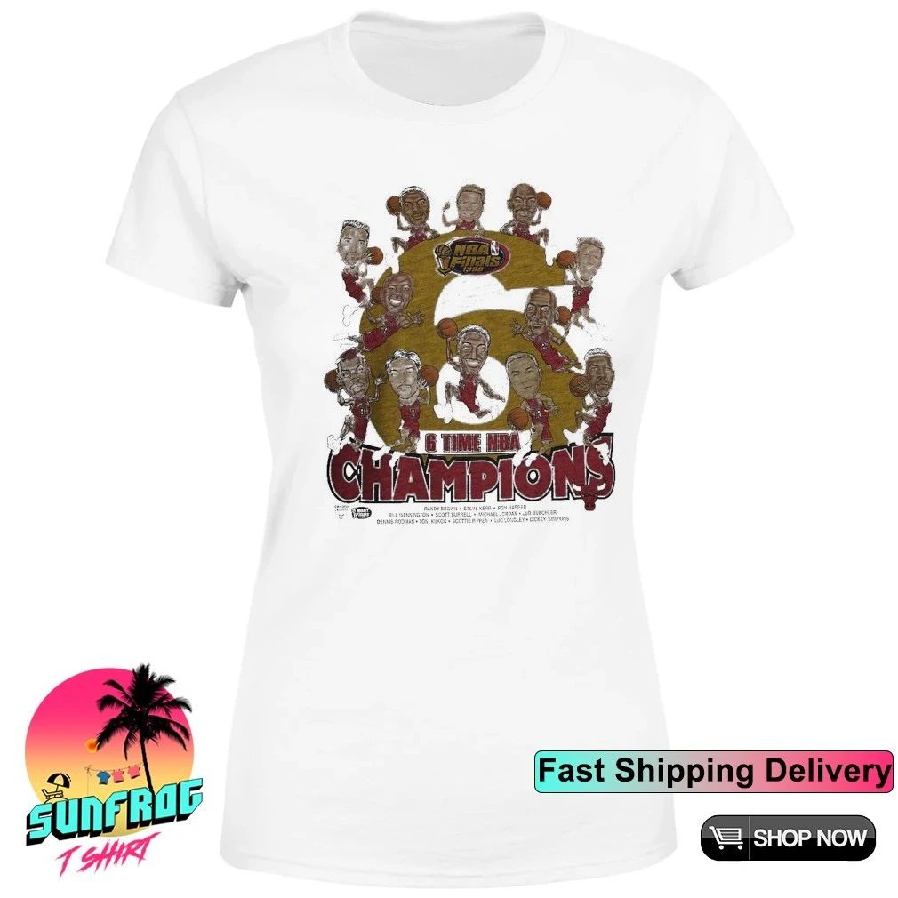 Chicago Bulls 6 Time NBA Finals Champions Caricature shirt