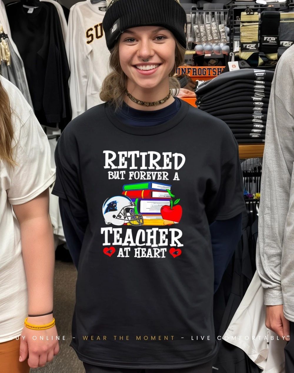 Carolina Panthers Retired But Forever a Teacher At Heart shirt