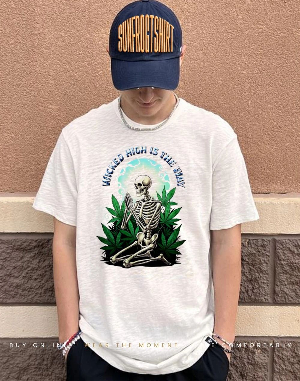 Wicked high is the way weed The Praying Skeleton shirt