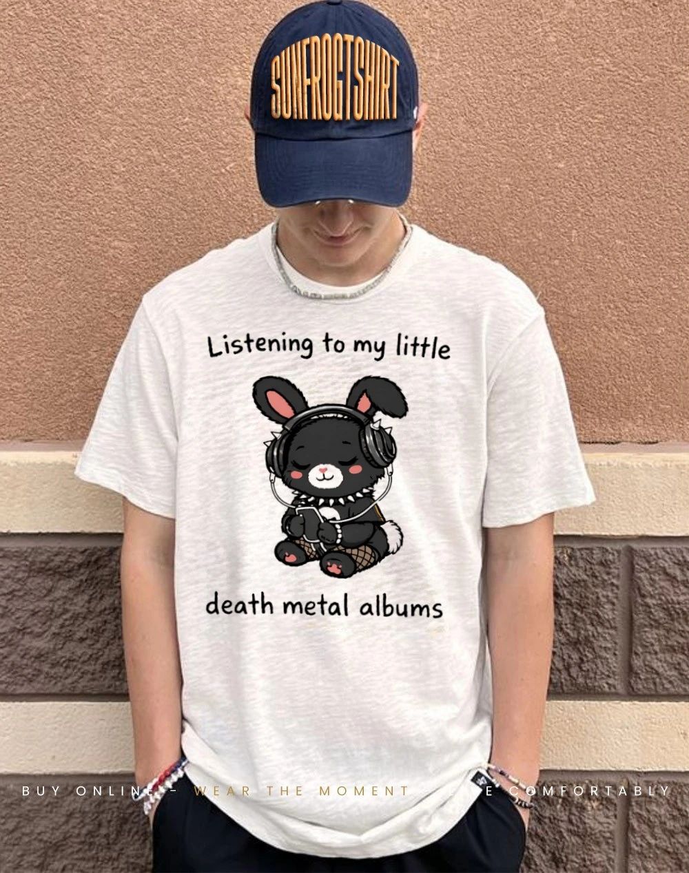 Bunny listening to my little death metal albums shirt