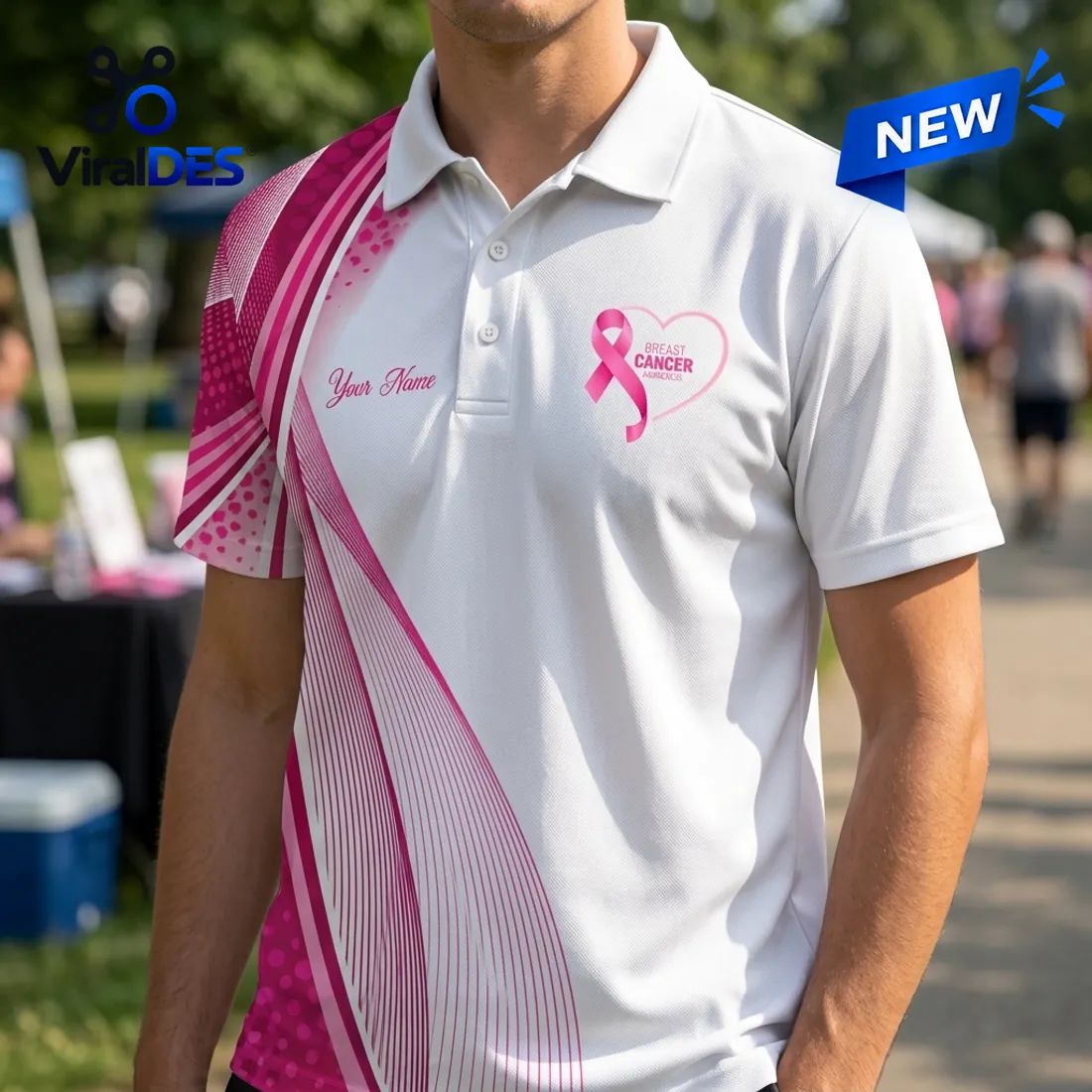 Custom Name Breast Cancer Awareness Polo Shirt