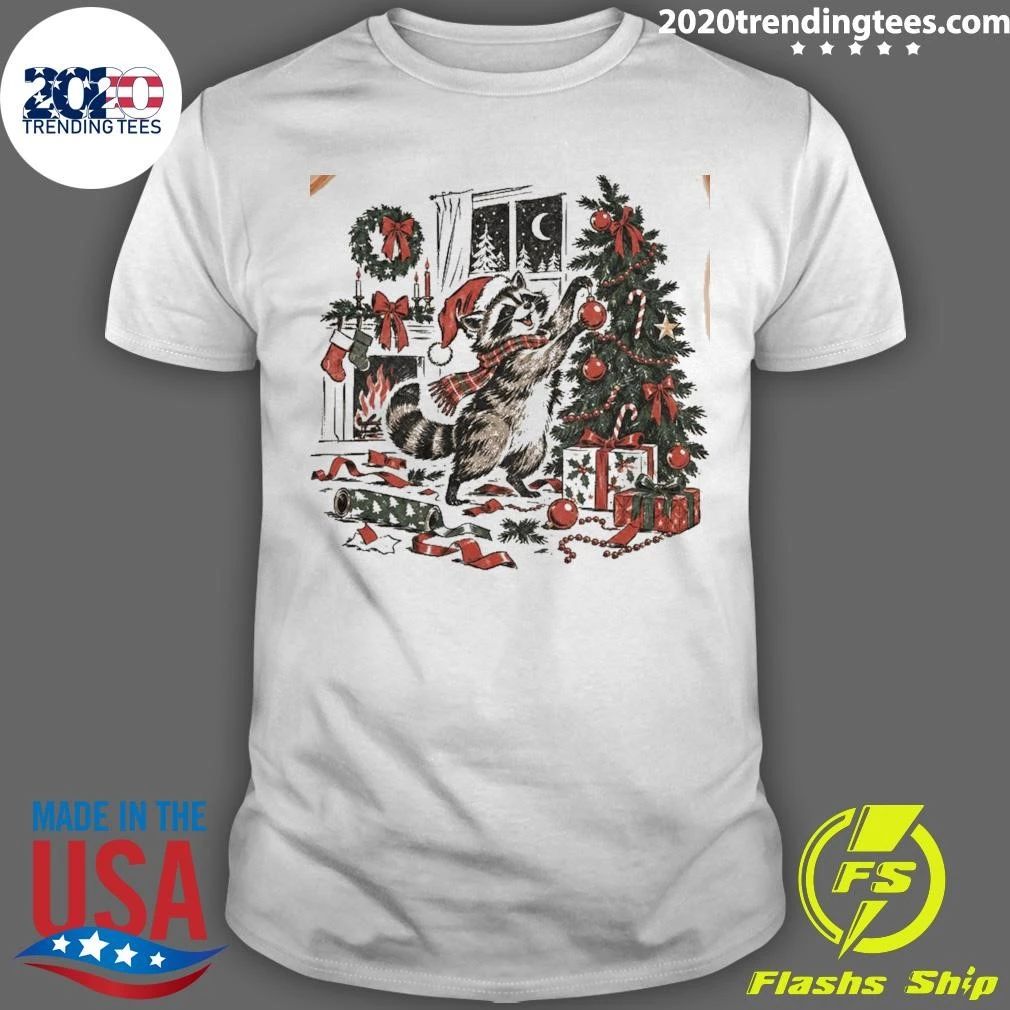 Raccoon Christmas Animal Tee Shirt