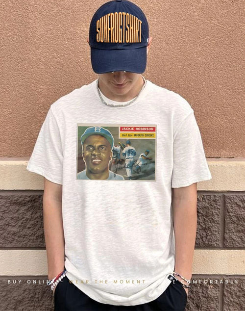 1956 Topps Baseball Jackie Robinson Dodgers vintage shirt