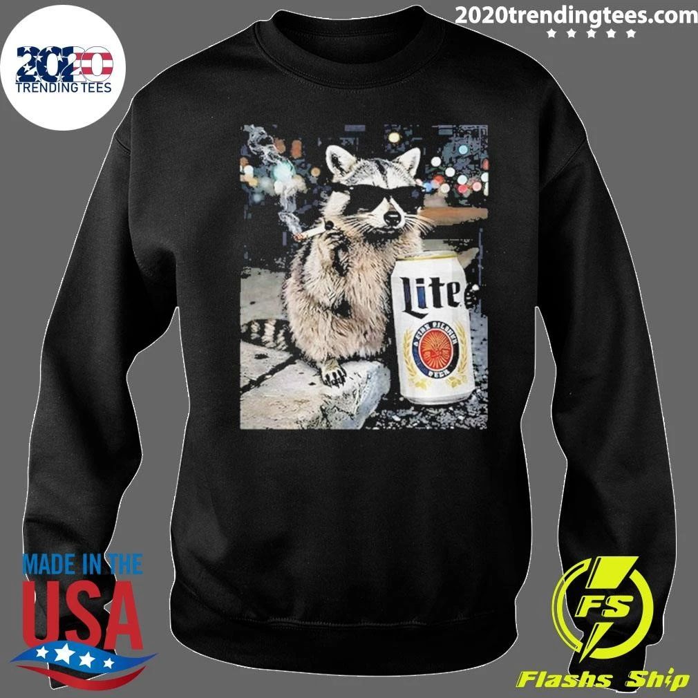 Raccoon Drinking Beer Smoking Lite Shirt