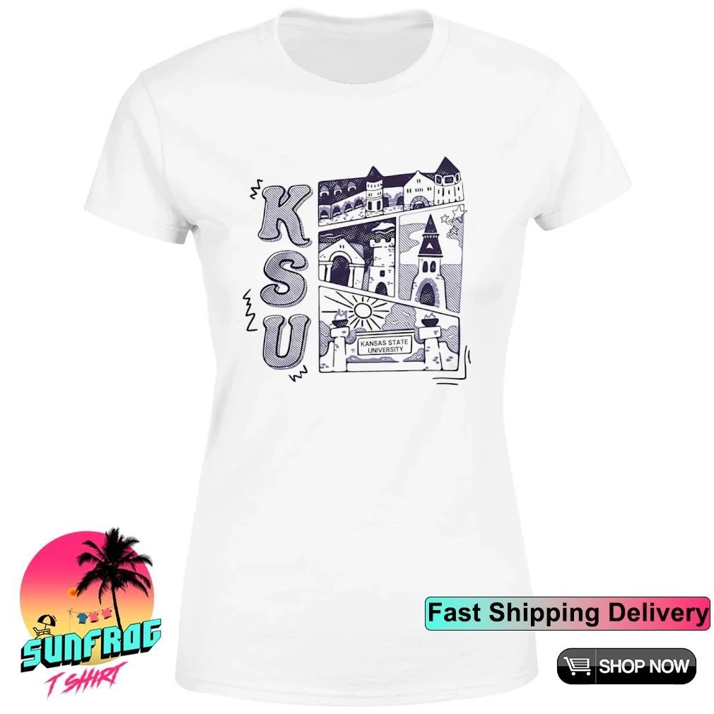 KSU Campus Landmarks comic paint shirt