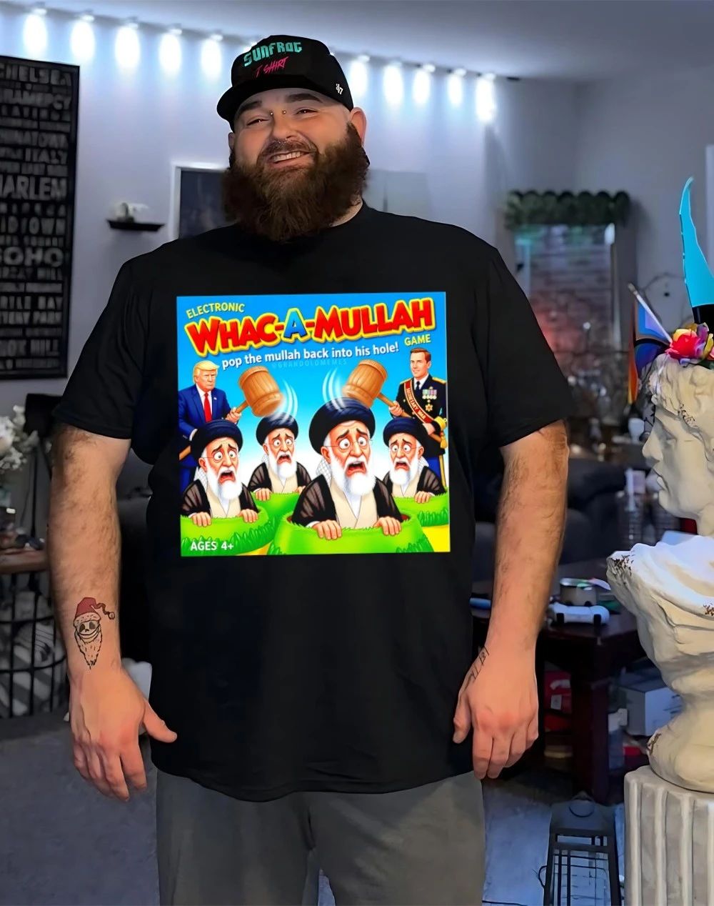 Electronic Whac-A-Mullah pop the mullah back into his hole Game Trump shirt