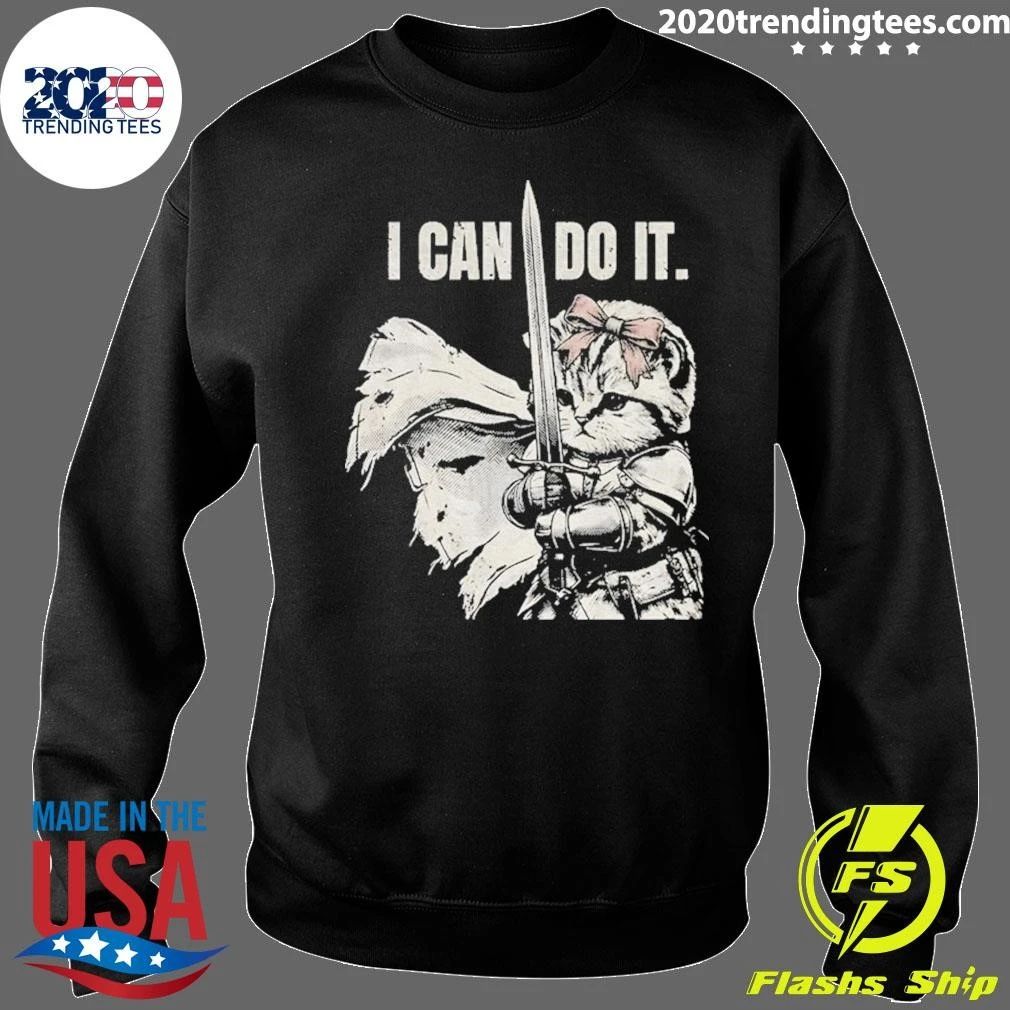 Cute Kitten Knight With Sword Meme I Can Do It Shirt