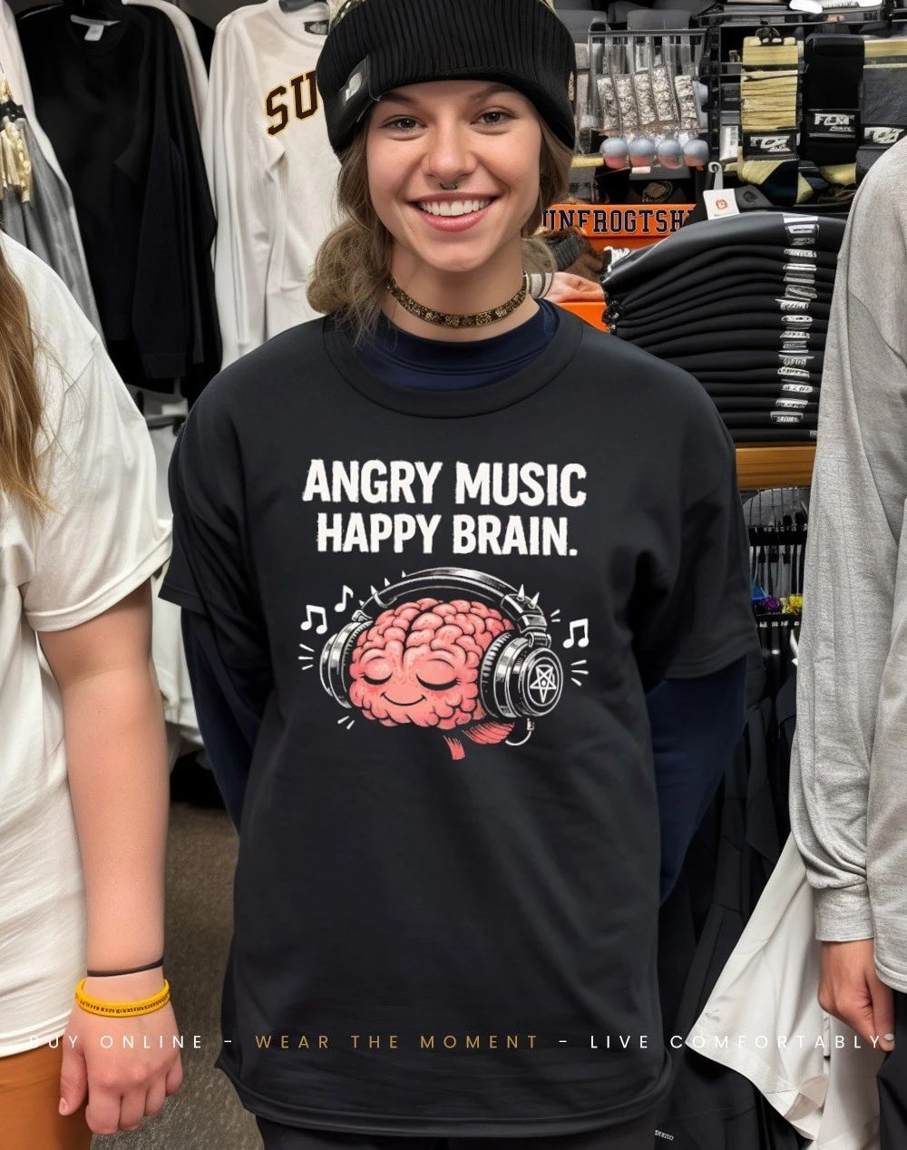 Angry music happy brain shirt