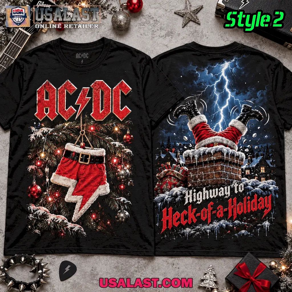 ACDC Highway to Heck Santa Stuck in Chimney 3D T-Shirt