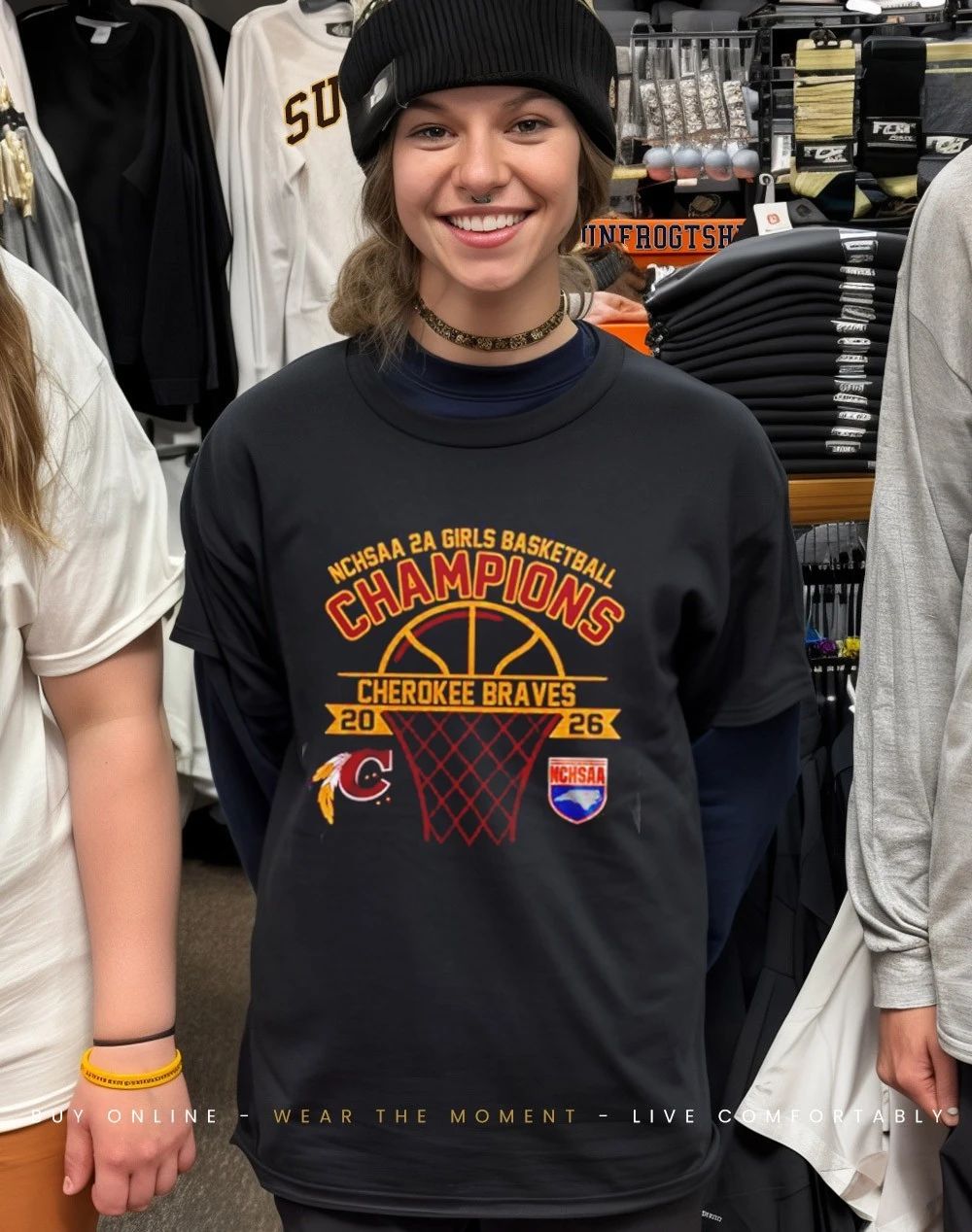 Cherokee Braves NCHSAA 2A Girls Basketball Champions 2026 logo shirt