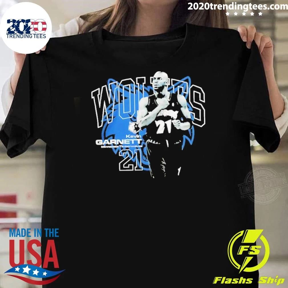 Minnesota Timberwolves Kevin Garnett Number 21 Hardwood Retro Shirt