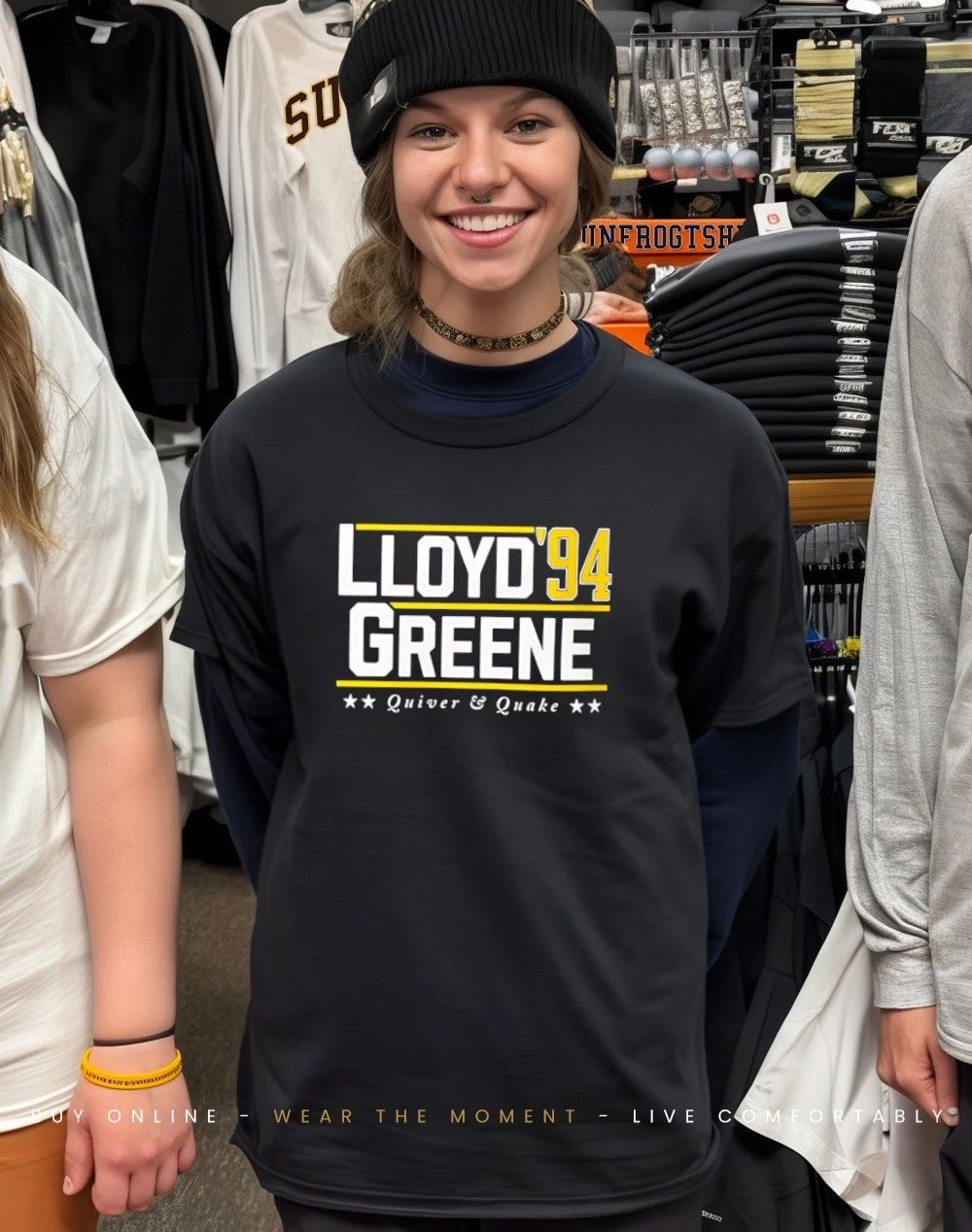 Lloyd Greene ’94 Quiver and Quake shirt