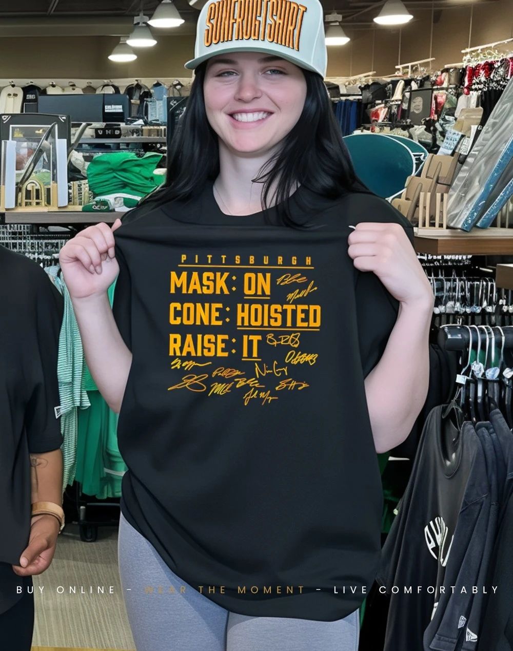 Pittsburgh Baseball Mask On Cone Hoisted Raise It signatures shirt