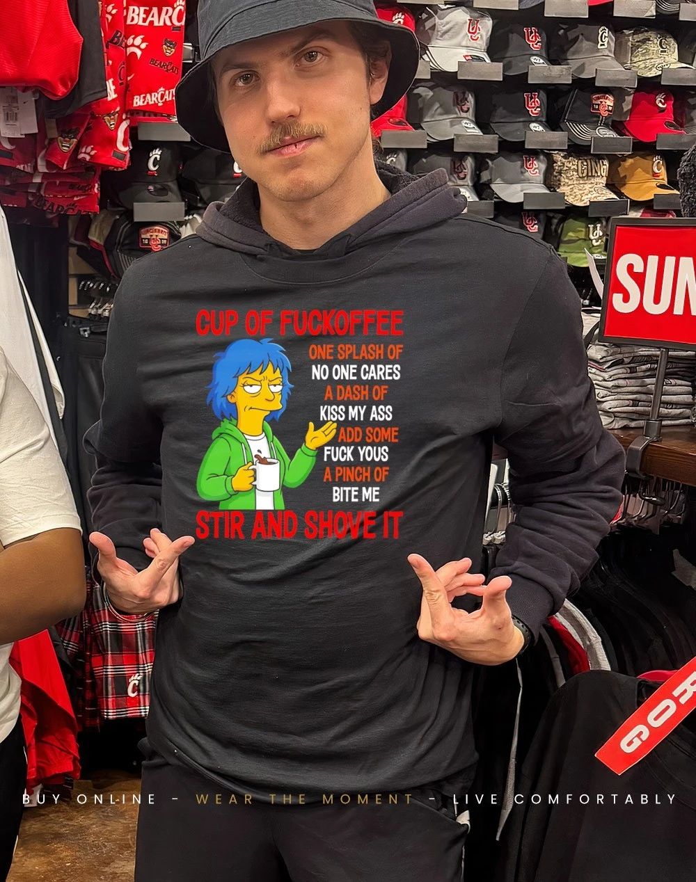 Simpsons cup of fuckoffee stir and shove it shirt