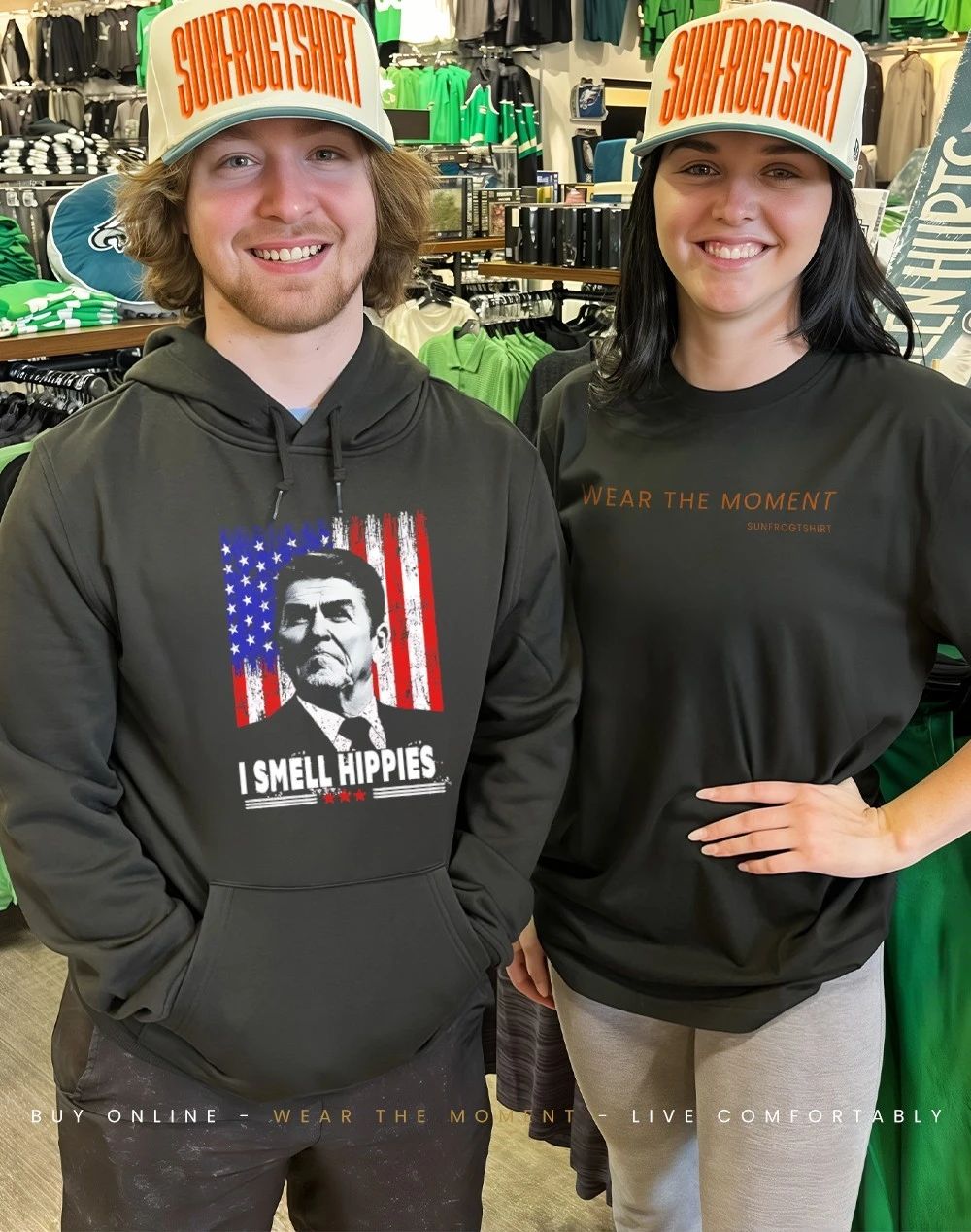 I Smell Hippies Reagan USA flag shirt