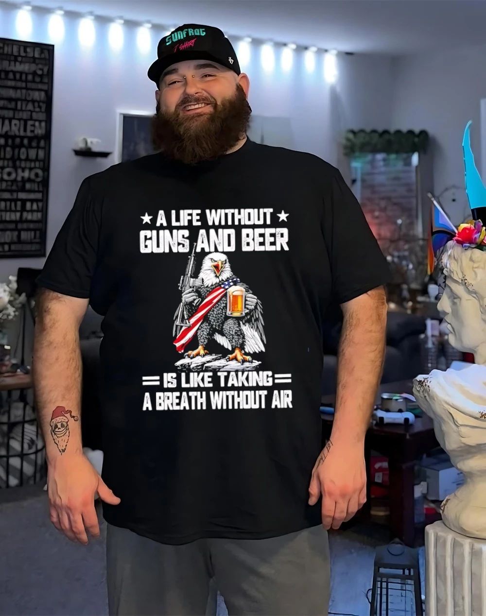 American Bald Eagle A Life Without Guns And Beer Is Like Taking A Breath Without Air shirt
