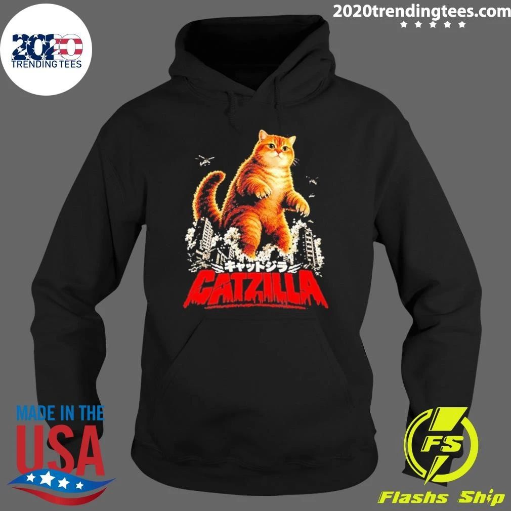 Cream British Catzilla Cat Godzilla Kaiju Parody Shirt