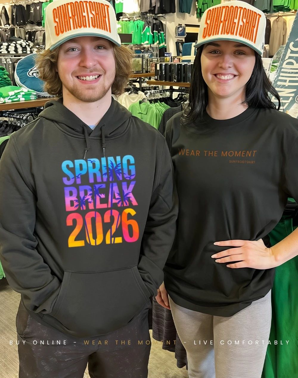 Spring Break 2026 sunset graphic shirt