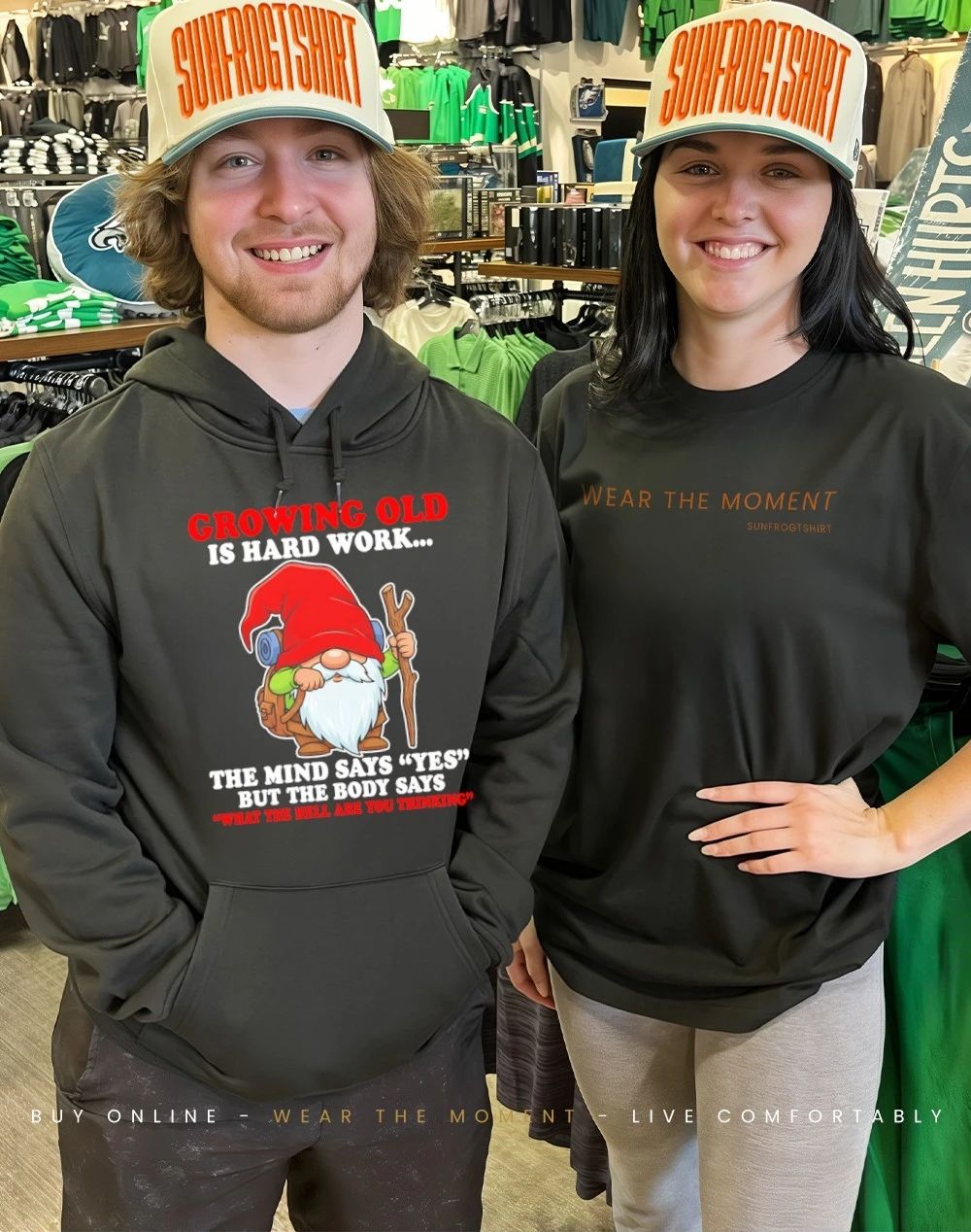 Gnome growing old is hard work mind says yes but body says wth are you thinking shirt