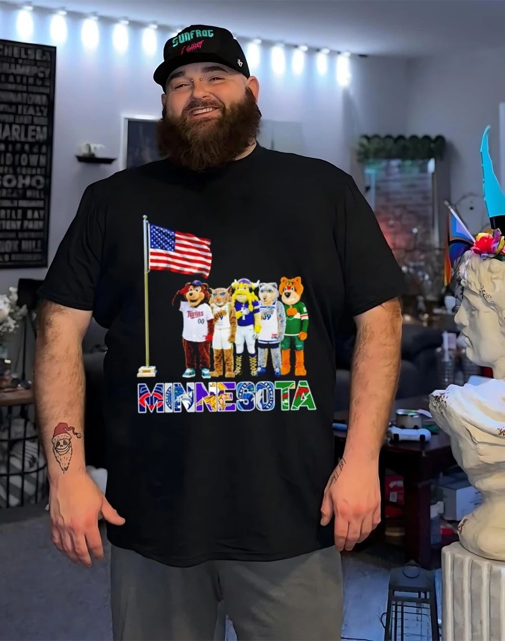 Minnesota sports mascot salute the flag shirt