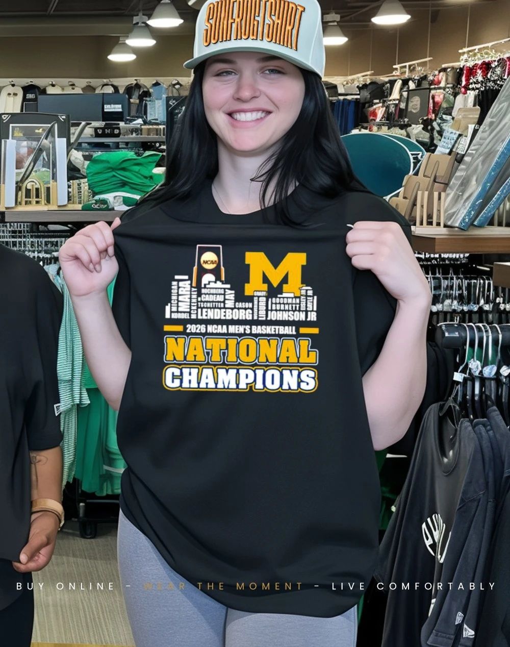 Michigan Wolverines 2026 Men’s Basketball National Champions player name skyline shirt