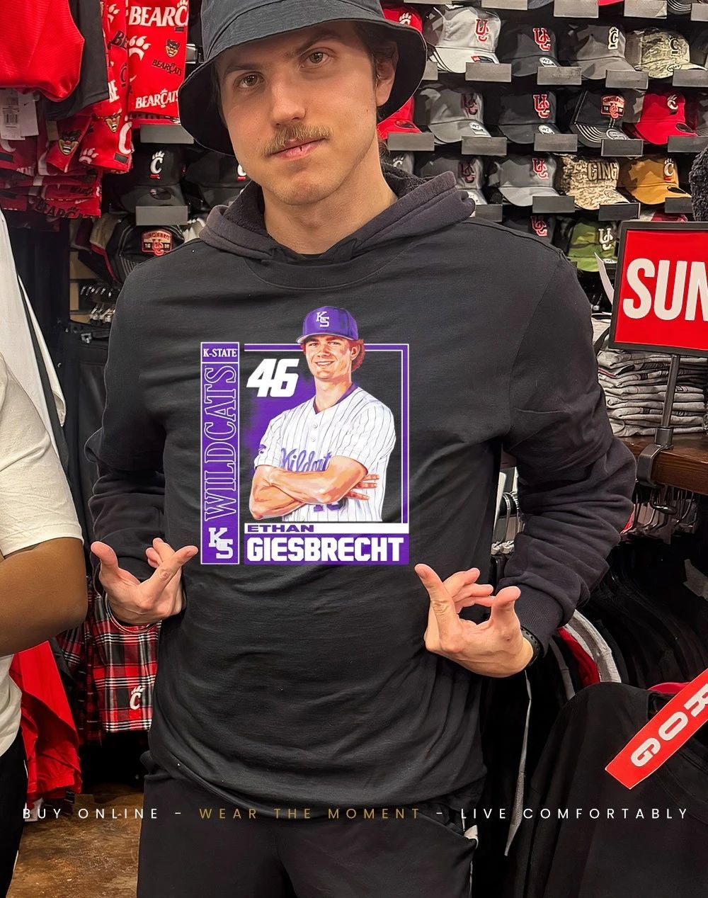 Ethan Giesbrecht 46 Kansas State Wildcats player caricature shirt