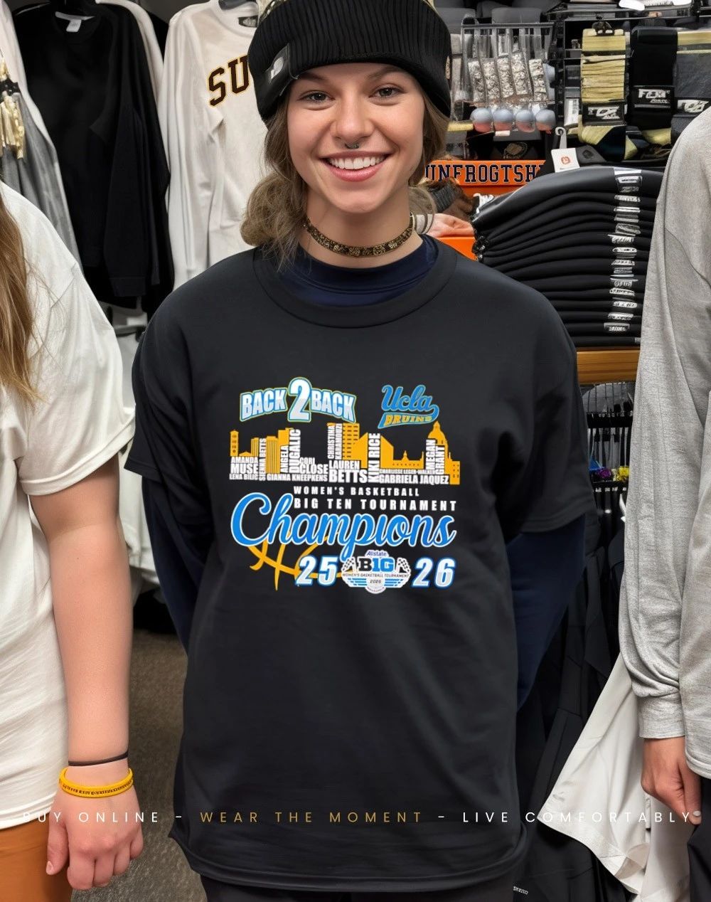 Ucla Bruins 2025-26 Big Ten Tournament Champions back 2 back skyline shirt