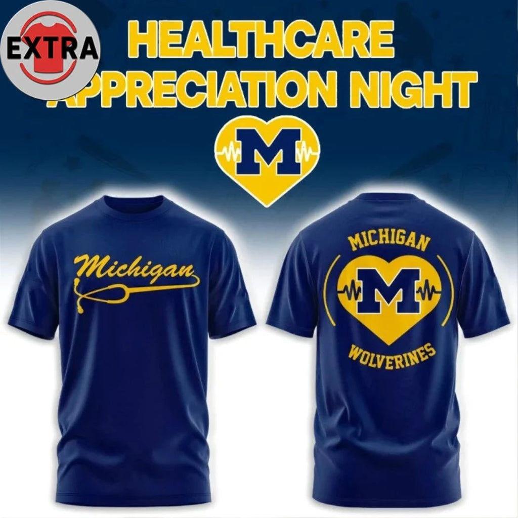 Michigan Wolverines Healthcare Appreciation Night Logo Two Sided Shirt