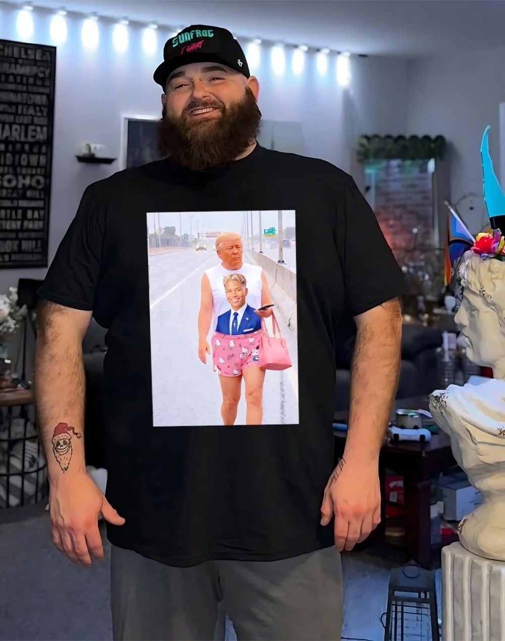 Trump walk with Kenzo J Trump shirt