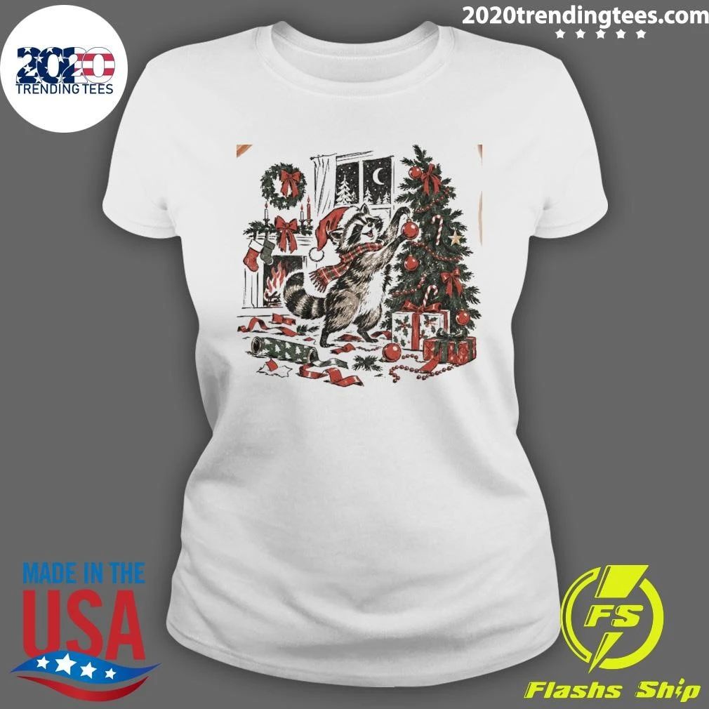 Raccoon Christmas Animal Tee Shirt