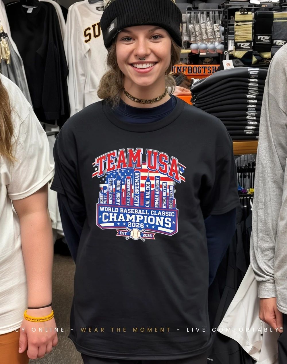 USA Team Baseball ’26 World Baseball Classic Champions player name skyline shirt