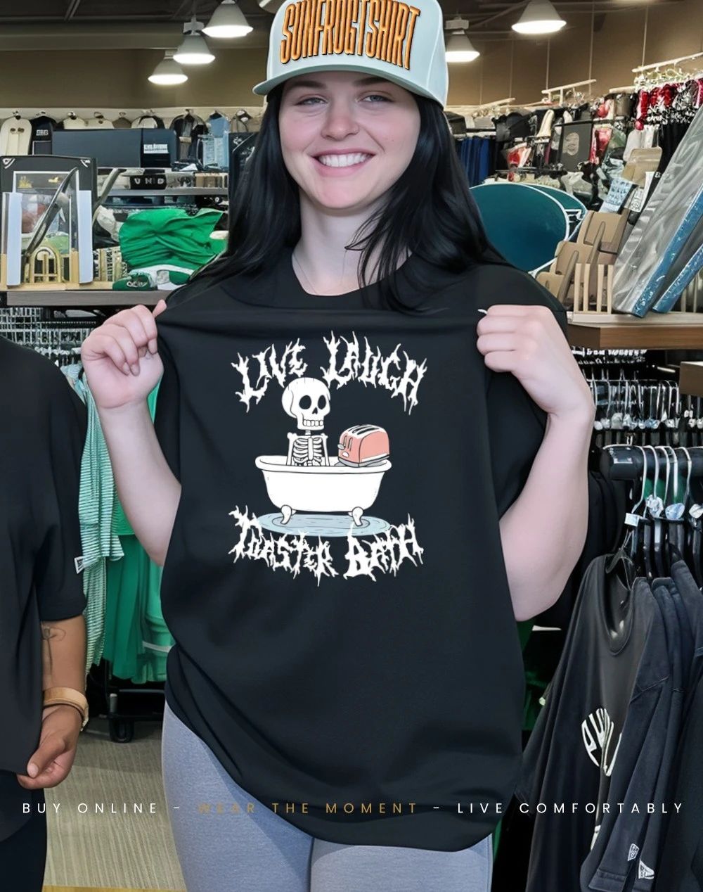 Skull live laugh toaster bath shirt