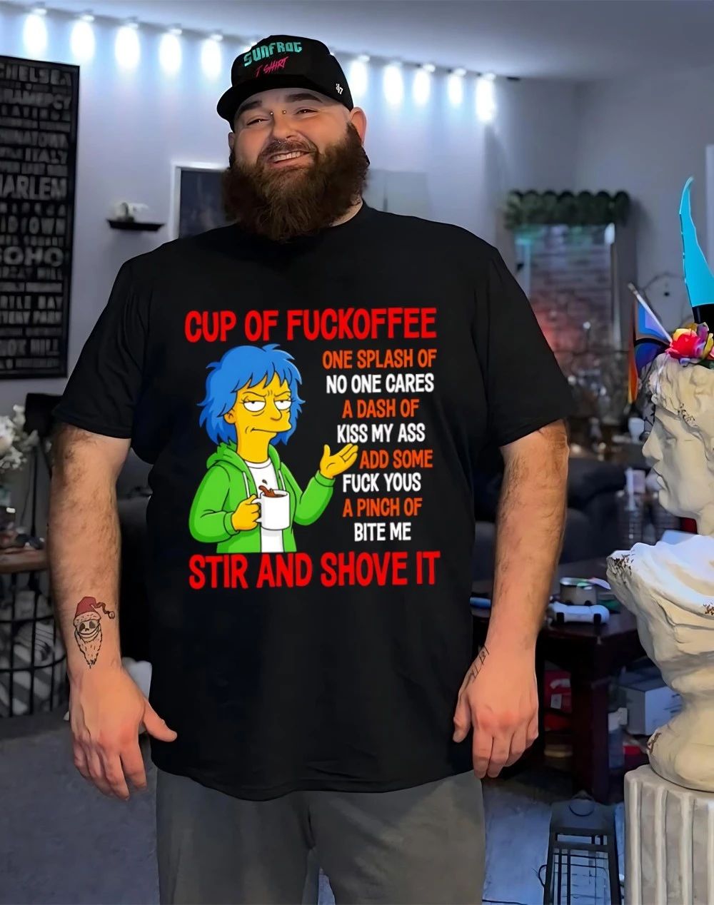 Simpsons cup of fuckoffee stir and shove it shirt