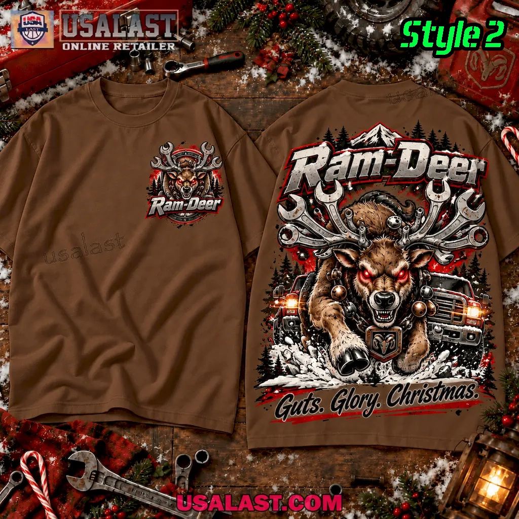 Dodge RAM Monster Reindeer Christmas 3D T-Shirt