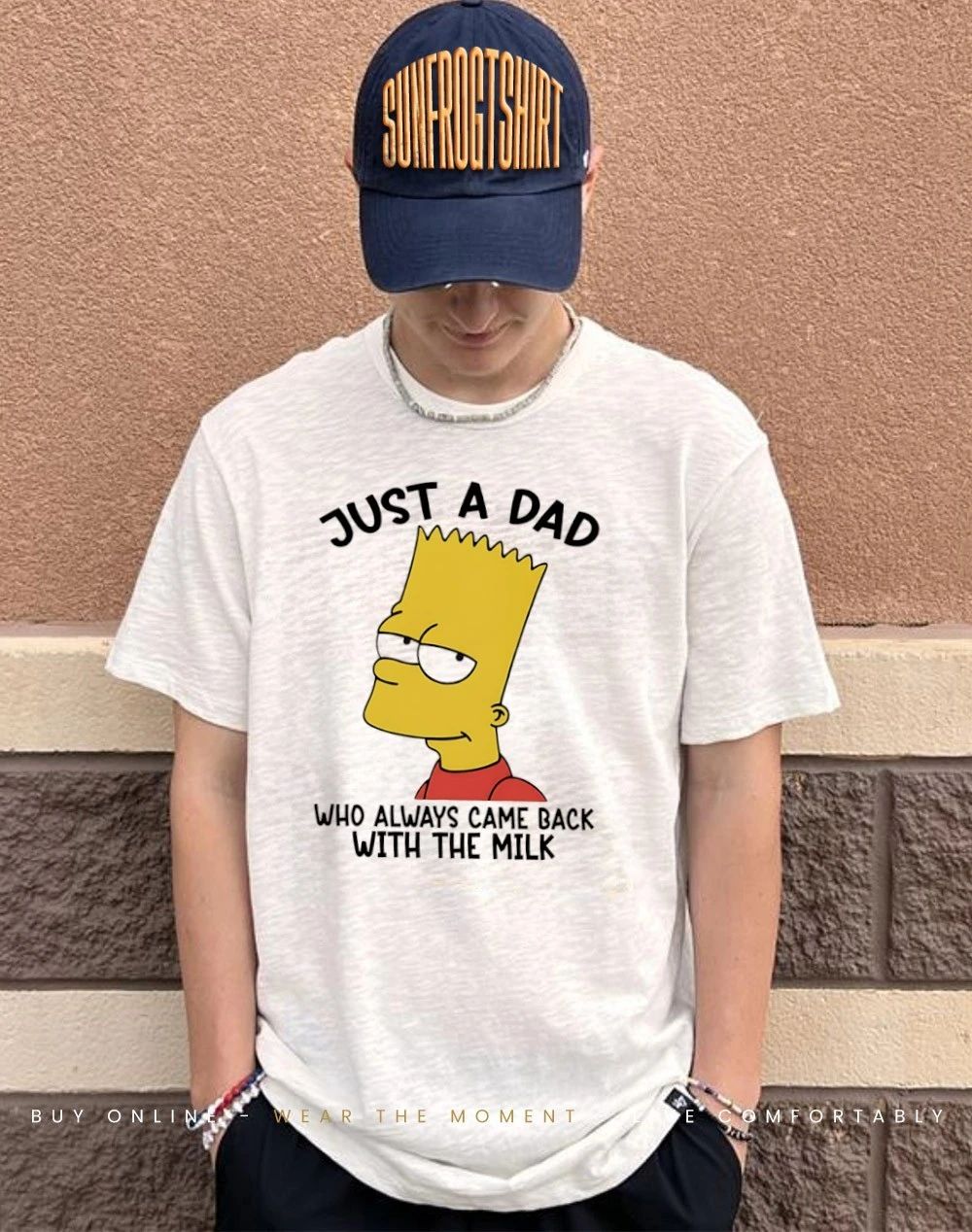 Simpsons just a dad who always came back with the milk shirt