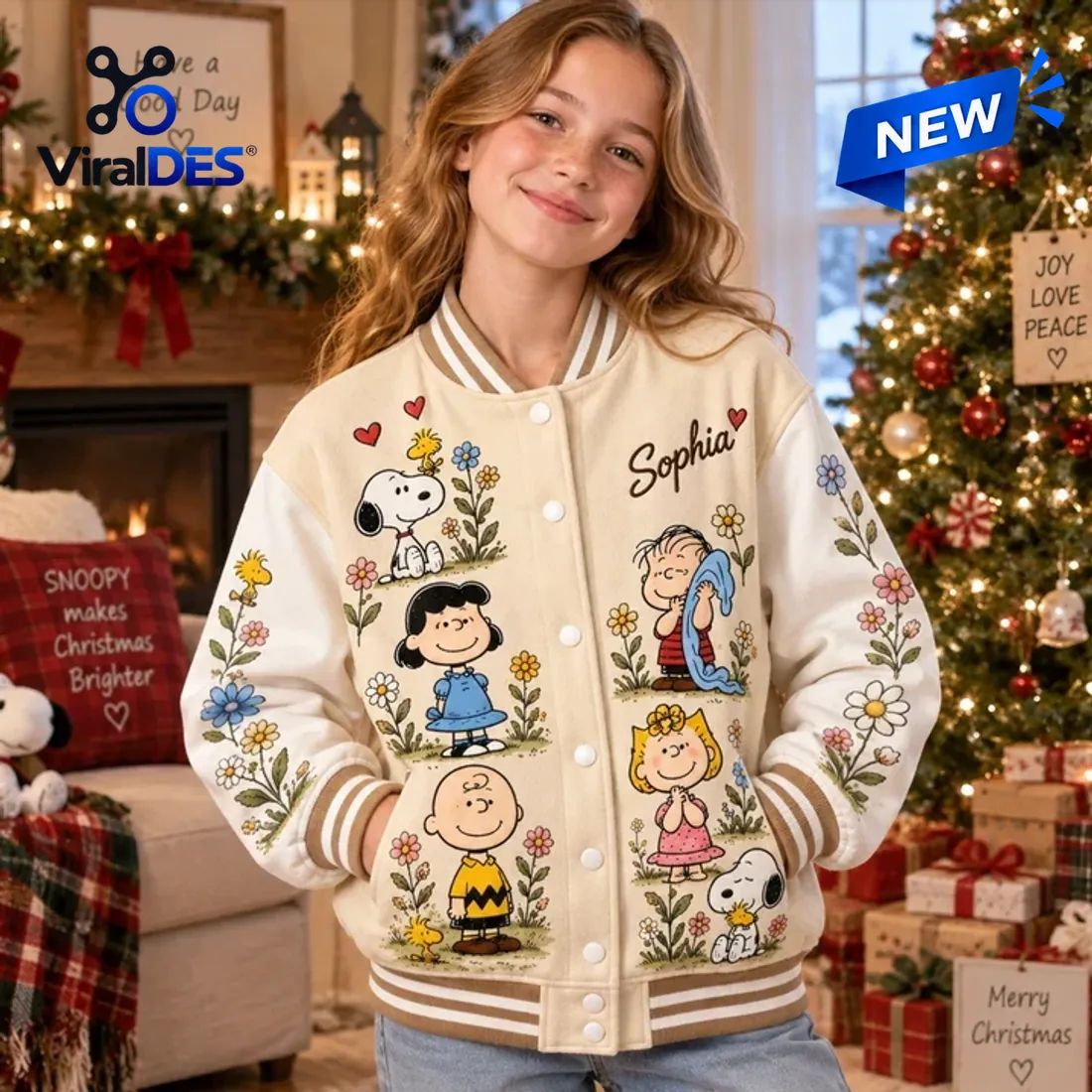 Peanuts Gang Custom Name Varsity Jacket