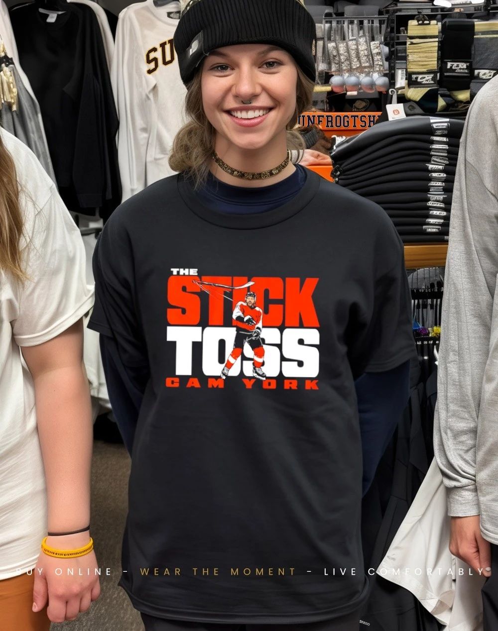 Cam York Philadelphia Flyers The Stick Toss cartoon shirt