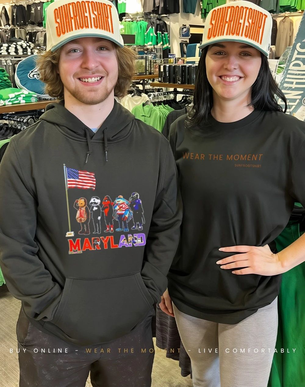 Maryland sports mascot salute the flag shirt