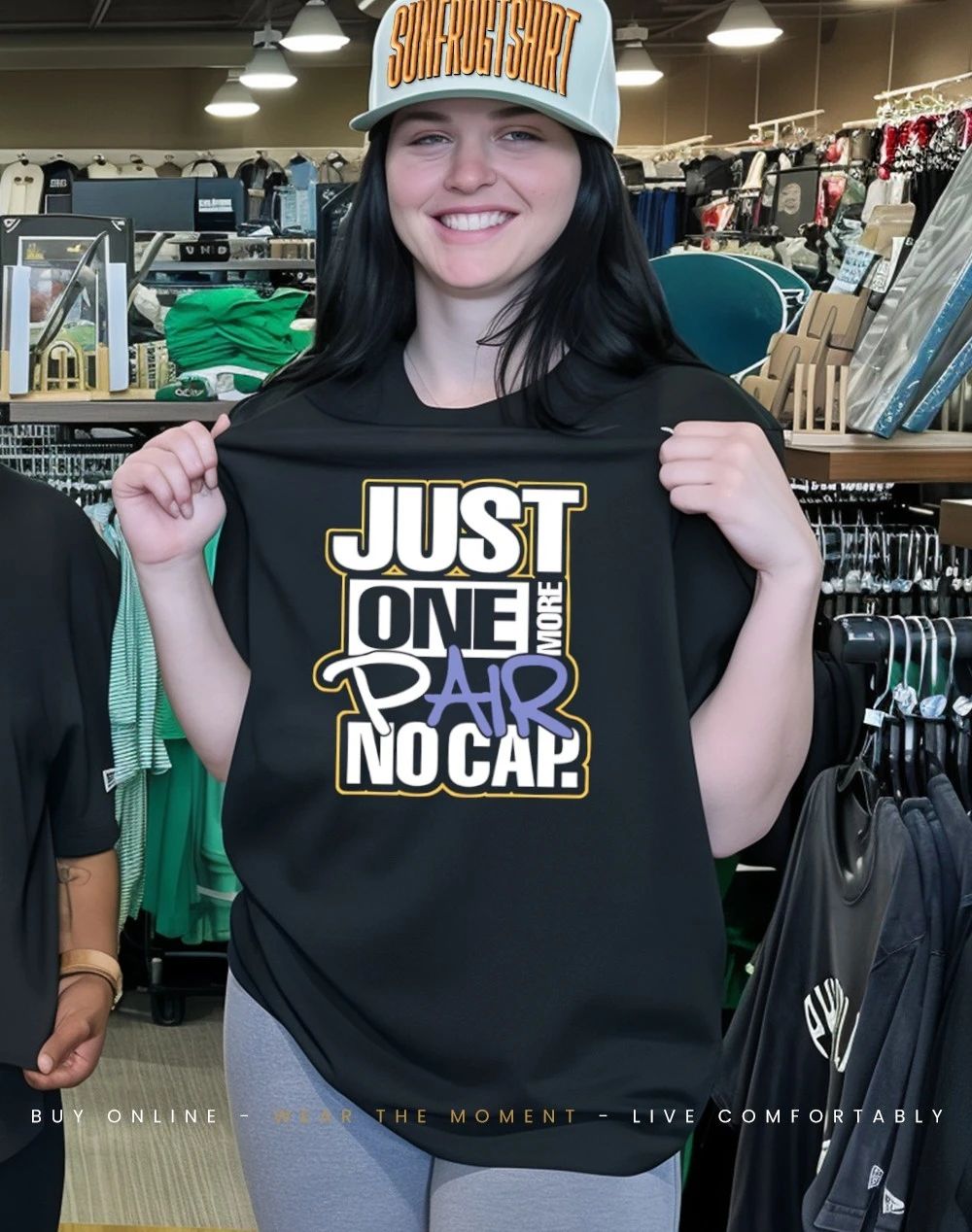 Just one more pair no cap shirt
