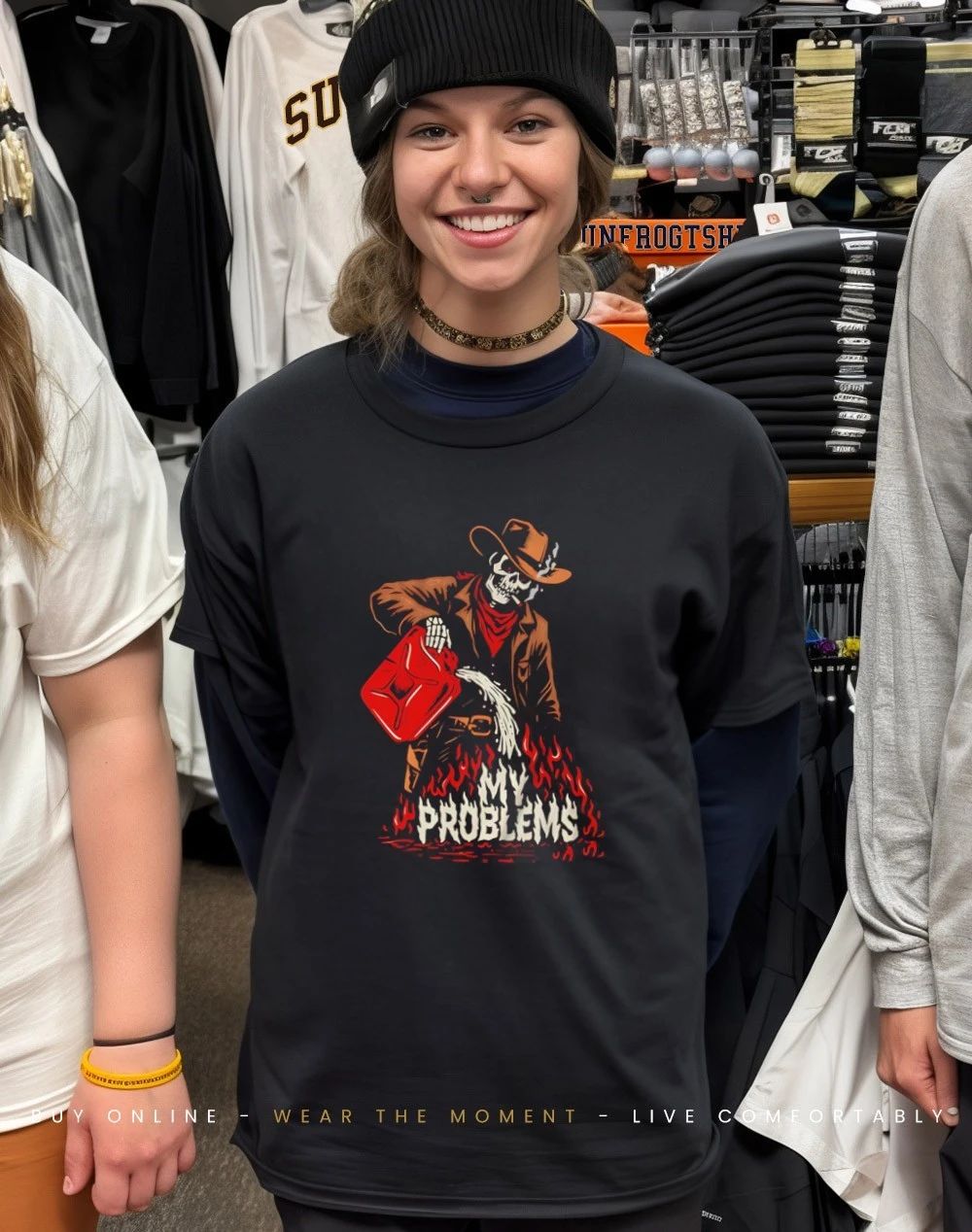 Fueling the Fire My Problems skeleton shirt