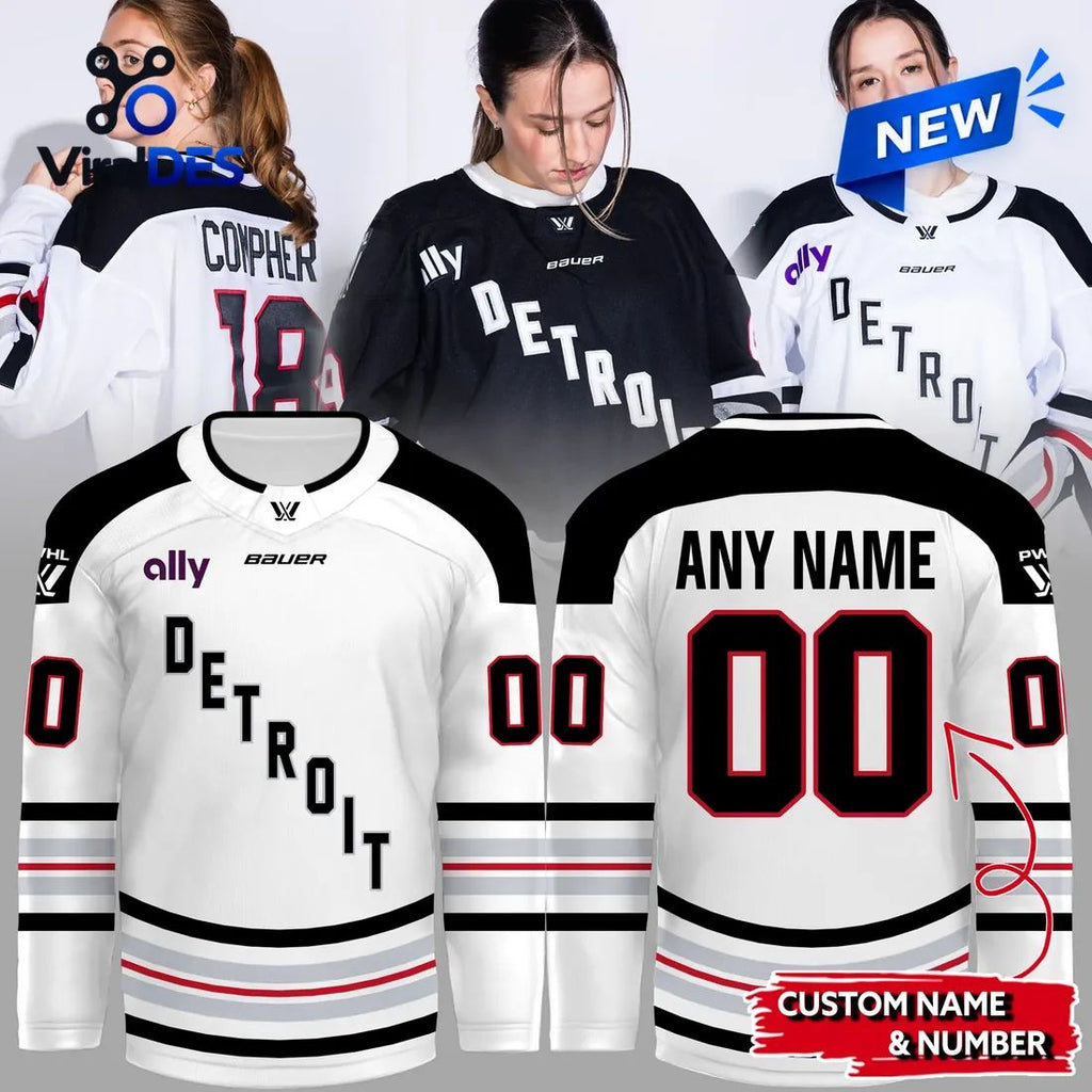 PWHL Detroit 2026 Away Custom Hockey Jersey